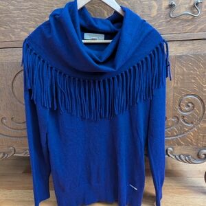 MK Michael Kors Purple 💜 Fringe Tassel Cowl Neck Sweater Size S